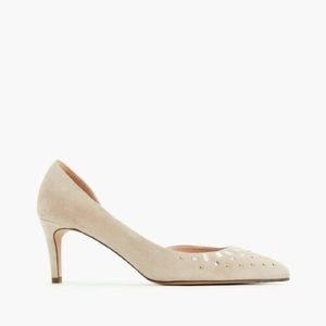 Jcrew BNIB Colette suede nude pump with jewels size 7